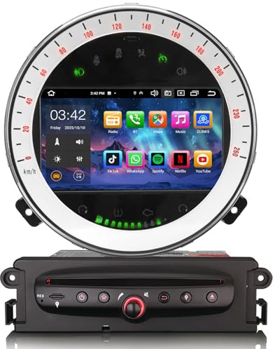 8-Core 4GB RAM+64GB ROM Android 14 GPS Navegación Radio Coche Bluetooth para BMW Mini Cooper Mini Countryman 7 IPS Pantalla táctil Soporte Wireless CarPlay Android Auto DSP WiFi 4G Canbus Dab+