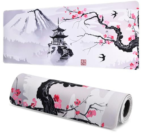 Cozlly 900 x 400 x 3mm XXL Alfombrilla de Ratón Grande, Mouse Pad Gaming con Base de Goma Antideslizante, Alfombrilla Gaming para PC Ratón y Teclado (Blanco)