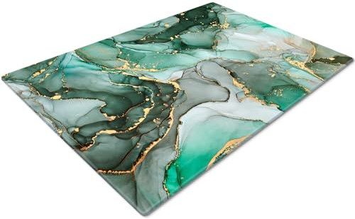 Chopping Board | Glass Chopping Boards for Kitchens | Glass Worktop Savers for Kitchen | Cutting Boards for Kitchen | Chopping Board Non Slip | Small Chopping Board | Green Gold Effect