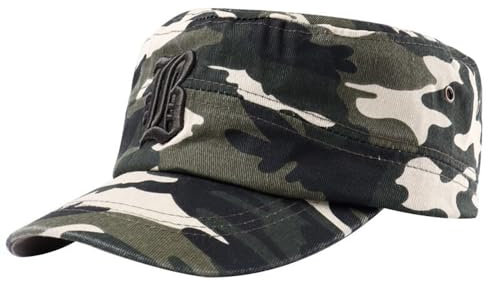 CHENNUO Kamouflage, armékeps, herr, bomull, militärmössa, platt basebollkeps, Beige, 56/61 cm