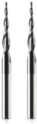 HOZLY Fresa a sfera conica CNC, 2 pezzi, fresa elicoidale R0.75, fusto da 6 mm, 2 flauti HRC55, 0,75 mm raggio CNC con rivestimento AlTiN per Gravu 2D/3D