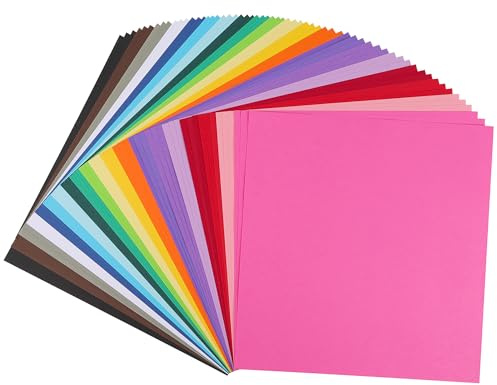 Papier Cartonné Coloré 12 x 12 - 60 Feuilles 20 Couleurs 180g/m² 65lb 30,5×30,5cm pour Création de Cartes, Projets Scolaires, Loisirs Créatifs UAP10MX60
