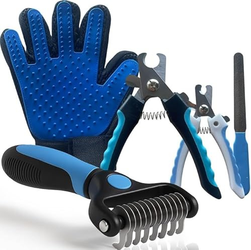 zenpulse Kit Cuidado Mascotas 5 en 1 – Cepillo Perro y Gatos, Peine Deslanador, Manopla Quitapelos, Cortauñas y Lima – Elimina Pelo Muerto – Fácil de Usar y Limpiar