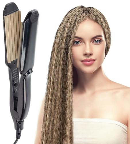 Hair Crimpers for Women, Crimpers Hair with 5 Heat Setting, 140-220℃ Rapid Heating, Professional Volumizing Crimping Iron Hair Crimper for Fluffy Hairstyle, Women Girls, Black