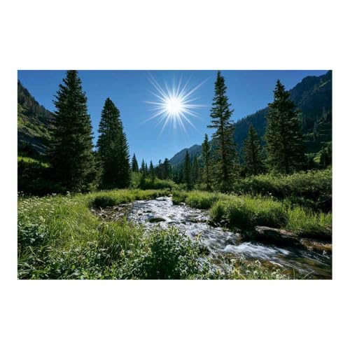 DMZPKZB Modern landskapsbild landskap i bergen Creek väggkonst på duk, minimalistisk landskapsmålning, matsal, badrum, vardagsrum, sovrum, hall (flerfärgad) –60 x 90 cm utan ram