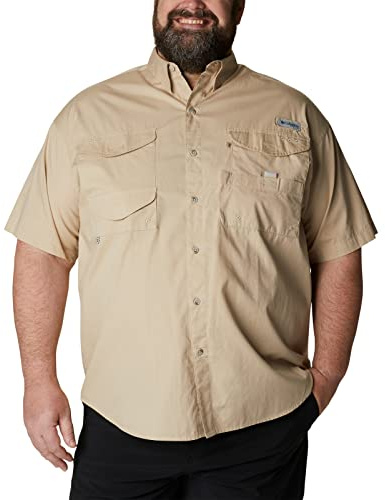 Columbia PFG Short Sleeve Shirt Bonehead-Camisa de Manga Corta, Hombre, fósil, L