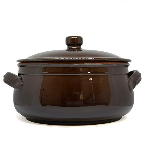 Colì Tegame in Terracotta con Coperchio, Tegame Artigianale, Marrone, Diametro 20 cm