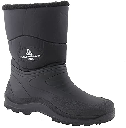 DELTA PLUS Freeze Half Wellington Boots - Thick Polyester Fur - Slip Resistant - Color: Black - Size: 7