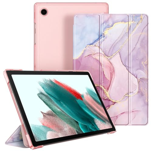 Fintie fodral för Samsung Galaxy Tab A8 10,5 tum 2022/2021 SM-X200/X205/X207 | Ultratunt skyddsfodral med transparent baksida, automatisk sömn/vax, glorik marmor