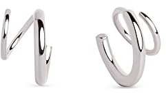 SINGULARU - Pendientes Gota Spiral. Plata de Ley Acabado en Baño en Rodio. Ligeros Sin Cierre. Joyas para Mujer