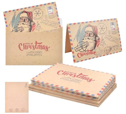 KBNIAN 16 Set Tarjetas Navideñas con Sobres Tarjetas de Felicitación de Navidad Tarjeta Feliz Navidad Postales de Navidad Vintage Tarjetas de Navidad para Transmitir Deseos para Familiares Amigos Niño