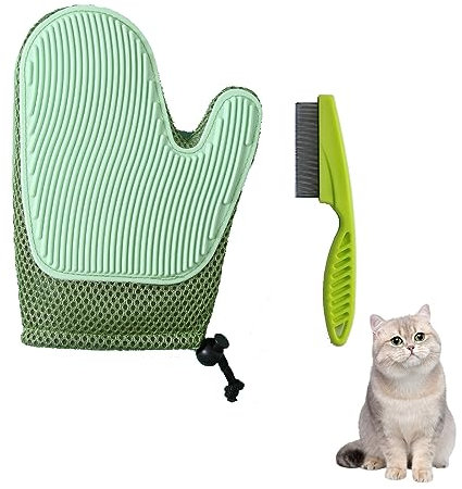 Katzenbürste Pflege Set mit Nagelknipser Waschhandschuh für Katzen, Katzenhandschuh-Set, Katzenhandschuhe Fellpflege mit Stylingkamm für die Haustierpflege und saubere Haustierpflege für Hunde