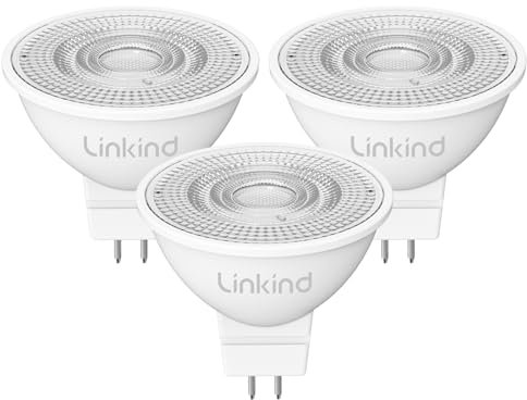 Linkind 12V LED Spot 35W GU5.3 Lampen, 3,4W (ersetzt 35W) Warmweiß 2700K, 360lm/ 36°Strahlwinkel Niedervolt MR16 LED Reflektorlampen, nicht dimmbar, 3 Stück