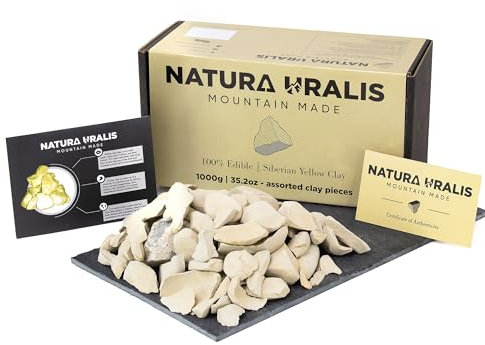 Natura Uralis Siberian Yellow Clay | 100g of Natural Clay, Pastel to Golden Yellow - Amazing Crunch, Satisfying Earthy, Velvety and Firm Texture, ASMR Sensation