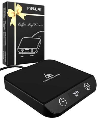 MYMULIKE Mug Warmer, With 6 Temperatures (45℃-70℃）LED Backlit Display Coffee Mug Warmer & 1-12 Hour Timer Auto Shut Of Coffee, Tea, Milk, Candle Warmer for Office or Home