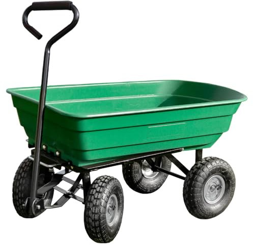 Linxor - Chariot de Jardin, remorque de Transport à roulettes - 75 L - 260 Kg - Vert
