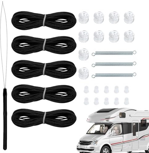 Jalousienschnur-Reparatursatz, Reparaturteile für Fensterjalousien - Fensterreparaturset | Hochfestes Wohnmobil-Fensterrollo, Fenster-Reparaturset, Wohnmobil-Abdeckungs-Reparaturset für nächtliche Pli