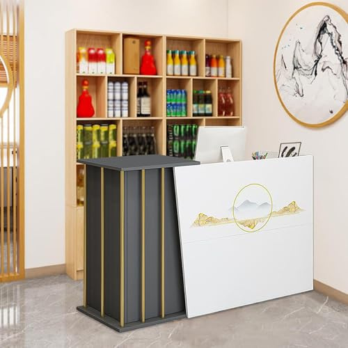 Kassadisk för Frisörsalong, Butiksdisk Modern Receptiondisk, Mottagningsdisk med Låsbara Lådor för Hem/Kontor/Klädbutik C 140cm