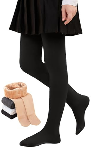 Yutdeng Medias para Niñas Térmicas Medias Niña Invierno Opacas Grueso Mallas con Forro Polar Elásticas Suaves Leggings Cálidas Pantalones Transpirable Cómodo para Escuela Ballet Danza Diario 3-15 Años