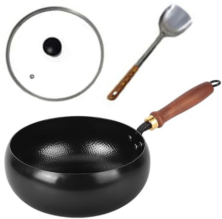 ZFFSCD Sartén de Hierro, Sartén de Hierro Forjado Japonés, Sin Revestimiento, Sartén Antiadherente, Forjada a Mano, para Uso en la Cocina(Size:24CM,Color:Tipo B)