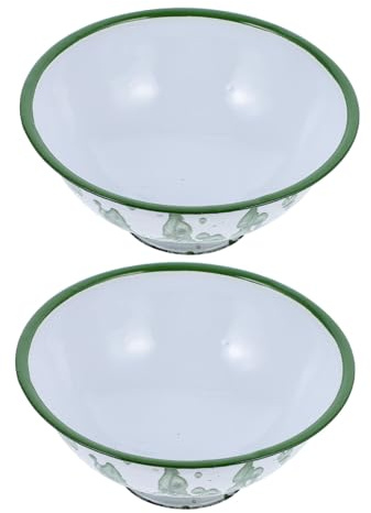 TOYZFRIENDY Ciotole Smaltate Vintage Da 16 Cm, Piatti Da Cucina Ecocompatibili Antiscivolo, Set Da 2 Per Uso Domestico Multiuso Design Retrò