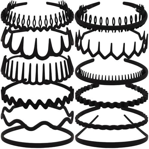 Xanthelle Diadema para mujeres, Diadema hombres zigzag, Cintas para la cabeza con púas, Diadema antideslizante de plástico para mujeres y hombres