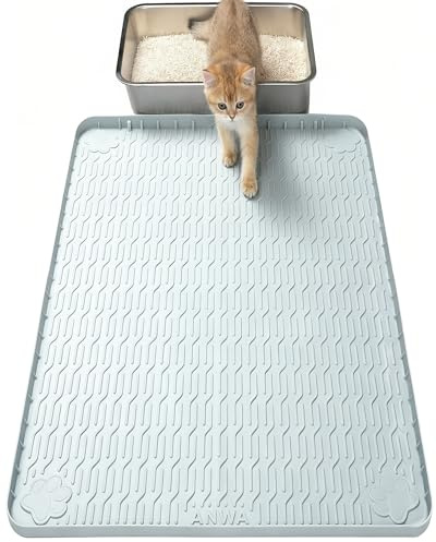 ANWA Cat Litter Box Mat, 101cm x 71cm Extra Large Food-Grade Silicone Mat, Fits Automatic Litter Box Robot, Heavy- Duty, Easy to Clean