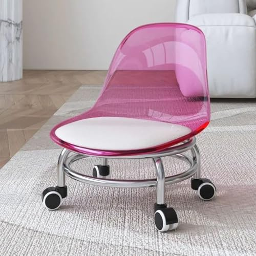 Taburete rodante con ruedas giratorias de 360 grados, construcción de metal acrílico, ideal para el hogar, jardín, oficina, masaje, garaje, tienda