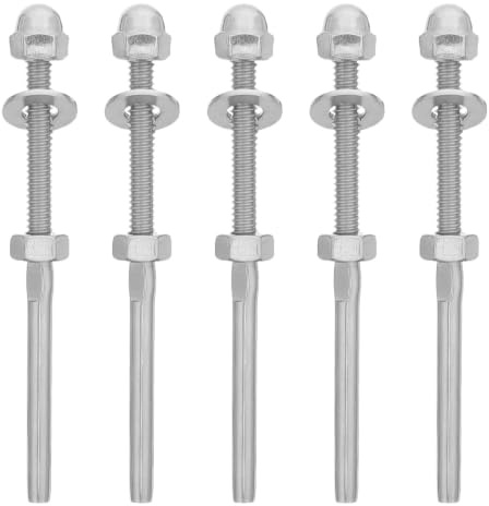 Lurrose 5 pernos de engaste para barandillas de cable: accesorios terminales de acero inoxidable de 1/8 - fácil instalación para sistemas de barandillas de postes de terraza con tapas para