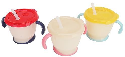 Qudinip Gobelets en Paille pour bébé de 150ml, 3 Pièces, Anti-déversement, pour les Tout-petits, avec Poignées Confortables et Matériau en Silicone Sûr