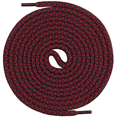 Mount Swiss runde Premium-Schnürsenkel für Arbeitsschuhe Wanderschuhe und Trekkingschuhe - 100% Polyester - extrem reißfest - ø 5 mm - Farbe Weinrot-Schwarz Länge 170cm