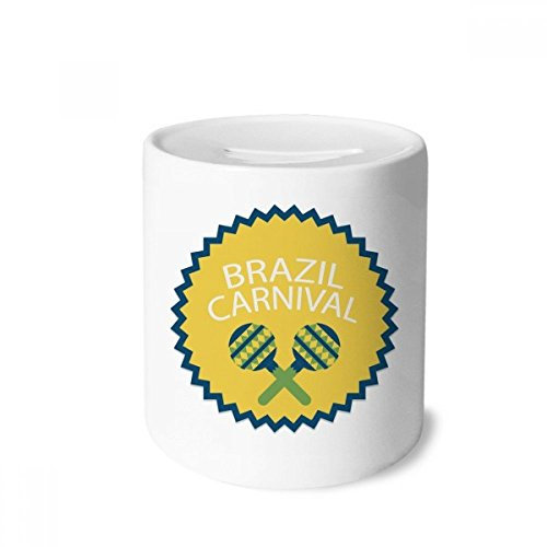 DIYthinker Instrument Feiern Brasilien Karneval Spardose Sparkassen Keramik Münzfach Kinder Erwachsene 3.5 Zoll in Height, 3.1 Zoll in Duruchmesser Mehrfarbig