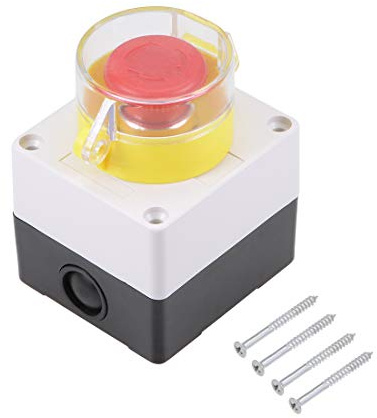 sourcing map Push Button Switch Station Latching NC NO Mushroom Emergency Stop Switch with Protective Cover