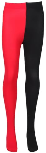 Calzamaglia da donna con rosa e rosso, lunghezza totale, due, per feste nero/rosso
