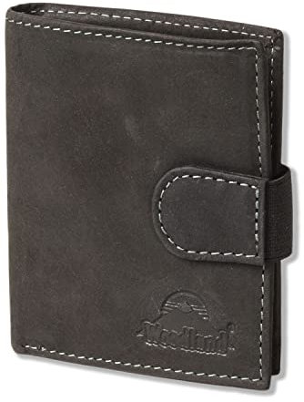 Woodland Original KOMPAKTE LEDERBÖRSE RFID-Blocker Platz für 14 Kreditkarten WEICHES Büffelleder ANTHRAZIT/Vintage