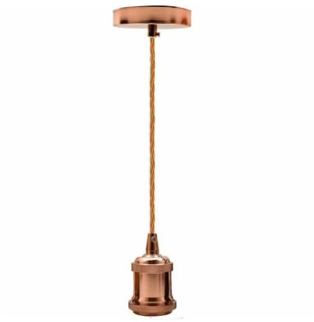 Vintage Rose Gold E27 Pendant Light Fitting with 95cm Adjustable Cable | with E27 screw bulb socket, ideal for lamp shades, kitchen islands, dining rooms, bars and cafes