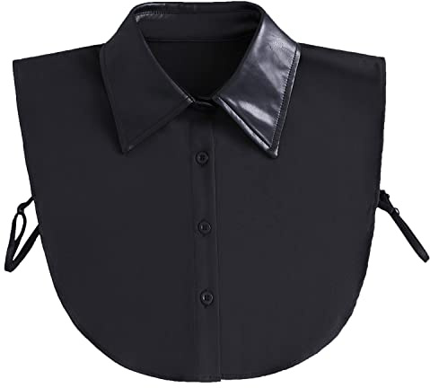 DNLKWGO Faux col élégant en cuir pour femmes et filles, Noir , Medium plus