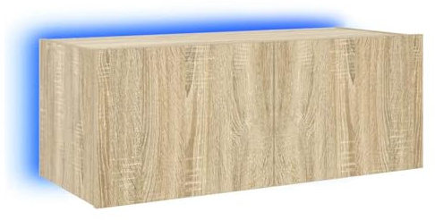 vidaXL Väggmonterad tv-bänk LED sonoma-ek 80x35x31 cm