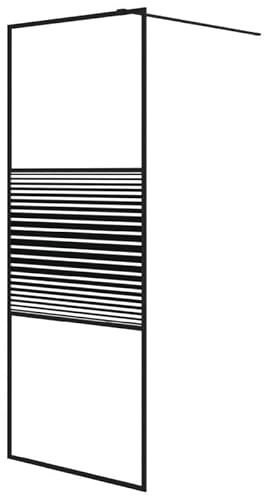 Mampara de ducha de vidrio templado transparente y aluminio de 80 x 195 cm para ducha a ras de suelo, color negro y transparente, moderno y duradero, fácil instalación, ideal para cuarto de baño