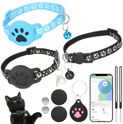 Rastreador GPS para gatos y perros compatible con Apple iOS y Android Google Find My, collar de gato con rastreador sin suscripción para seguimiento de ubicación, etiqueta inteligente Bluetooth mini