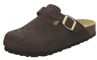 AFS-Schuhe 2900 Bequeme Clogs Hausschuhe Damen aus Leder mit dämpfendem Fußbett für höchsten Komfort (38 EU, Espresso)