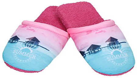 Betz dam frotté tofflor toffel pantoletter karibik rosa, storlek M (36/40), - Rosa dessin karibik - 36/40 EU