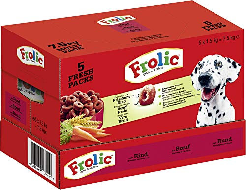 Frolic Beutel 7.5kg Multi Pack 5 Fresh Packs mit Rind, Karotten und Getreide 5 x 1,5kg, Hundefutter, Trockenfutter