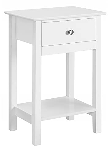Yaheetech Comodino Camera da Letto Tavolino con Cassetto e Ripiano Stile Shabby Chic Tavolino d'Appoggio Laterale Moderno Mobiletto da Divano Soggiorno Salotto in Legno MDF 40 x 30 x 60 cm