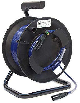 Emelec VíasCom R-DMX3-2110/050 – 50m Cable Balanceado Digital DMX 110Ω OFC 2x0,22mm² montado en Portacables con XLR 3 pines – Color Azul Noche – PVC Muy Flexible