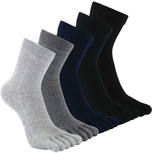 PUTUO Mens Toe Socks Cotton Running Sports Socks, Mens Five Finger Socks, Soft and Breathable, 5 Pairs