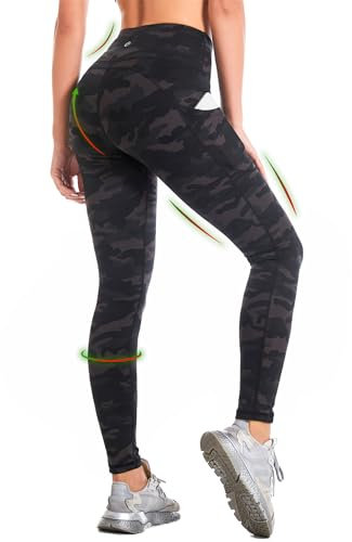 CAMBIVO Leggings Femme Taille Haute, Legging de Sport Sculptants, Pantalon Yoga Pants Push up, Pantalon Elastique Stretch Opaque avec Poches pour Pilates, Running, Fitness, Gym, Running
