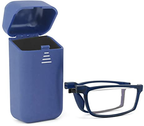 Viseng Occhiali Da Lettura Pieghevoli Anti-Blu Per Uomo e Donna Con Aste Telescopiche, Scatola Elastica Ultraleggera Alla Moda Portatile+1.0(Blu)