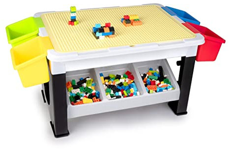 Eddy Toys 300-Piece Construction Toys - Table: 48 x 35 x 31 cm - 291 Building Blocks - Storage - Plastic - 3+ Years