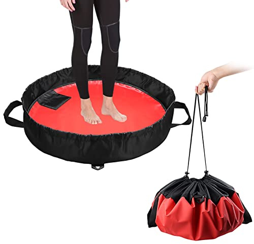 Owekfifv Surf Changing Pad, Waterproof Wetsuit Change Mat Beach Carry Dry Bag with Shoulder & Handle Strap, Drawstring and Pocket for Surfing, Swimming, Scuba Diving, SUP Kayaking Water Sports (Red)